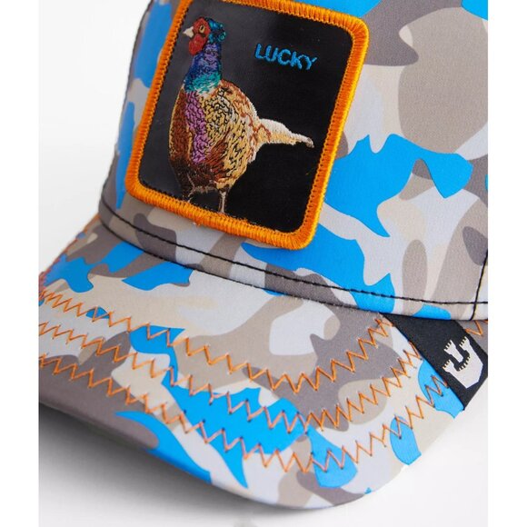 NWT Limited Edition Goorin Bros Luck Stays Down Blue Tan Camo Trucker Hat Unisex - Picture 4 of 13